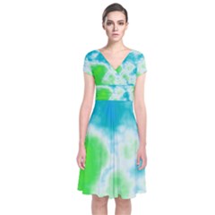 Turquoise And Green Clouds Wrap Dress by TRENDYcouture