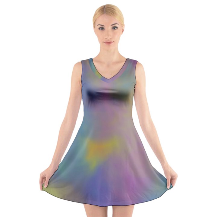 Mystic Sky V-Neck Sleeveless Skater Dress