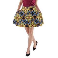 Vibrant Medieval Check A-Line Pocket Skirt