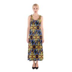 Vibrant Medieval Check Sleeveless Maxi Dress