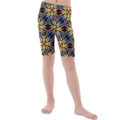 Vibrant Medieval Check Kid s Mid Length Swim Shorts