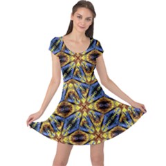 Vibrant Medieval Check Cap Sleeve Dresses