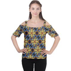 Vibrant Medieval Check Women s Cutout Shoulder Tee