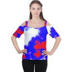 Red White And Blue Sky Women s Cutout Shoulder Tee