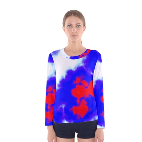 Red White And Blue Sky Women s Long Sleeve Tee by TRENDYcouture
