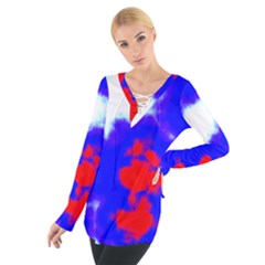 Red White And Blue Sky Women s Tie Up Tee by TRENDYcouture