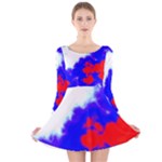 Red White And Blue Sky Long Sleeve Velvet Skater Dress