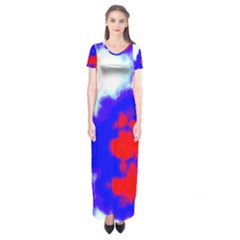 Red White And Blue Sky Short Sleeve Maxi Dress by TRENDYcouture