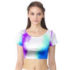 Pink White And Blue Sky Short Sleeve Crop Top (tight Fit) by TRENDYcouture