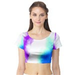 Pink White And Blue Sky Short Sleeve Crop Top (Tight Fit)