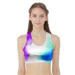 Pink White And Blue Sky Women s Sports Bra with Border