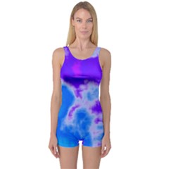 Purple And Blue Clouds One Piece Boyleg Swimsuit
