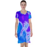 Purple And Blue Clouds Short Sleeve Nightdress