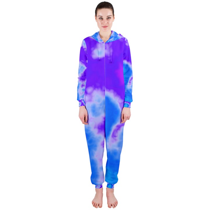 Purple And Blue Clouds Hooded Jumpsuit (Ladies) 