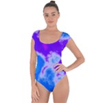 Purple And Blue Clouds Short Sleeve Leotard (Ladies)