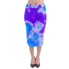 Purple And Blue Clouds Midi Pencil Skirt by TRENDYcouture