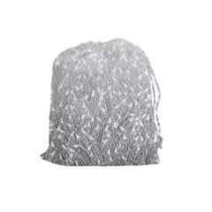 Grey Ombre Feather Pattern, White, Drawstring Pouch (large) by Zandiepants