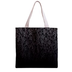 Grey Ombre Feather Pattern, Black, Zipper Grocery Tote Bag by Zandiepants