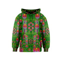 Orchid Forest Filled Of Big Flowers And Chevron Kids  Zipper Hoodie by pepitasart