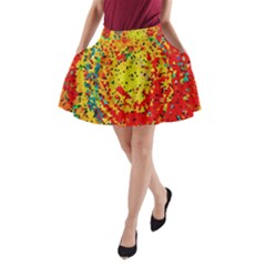 Downtown In Red22 A-line Pocket Skirt by BIBILOVER