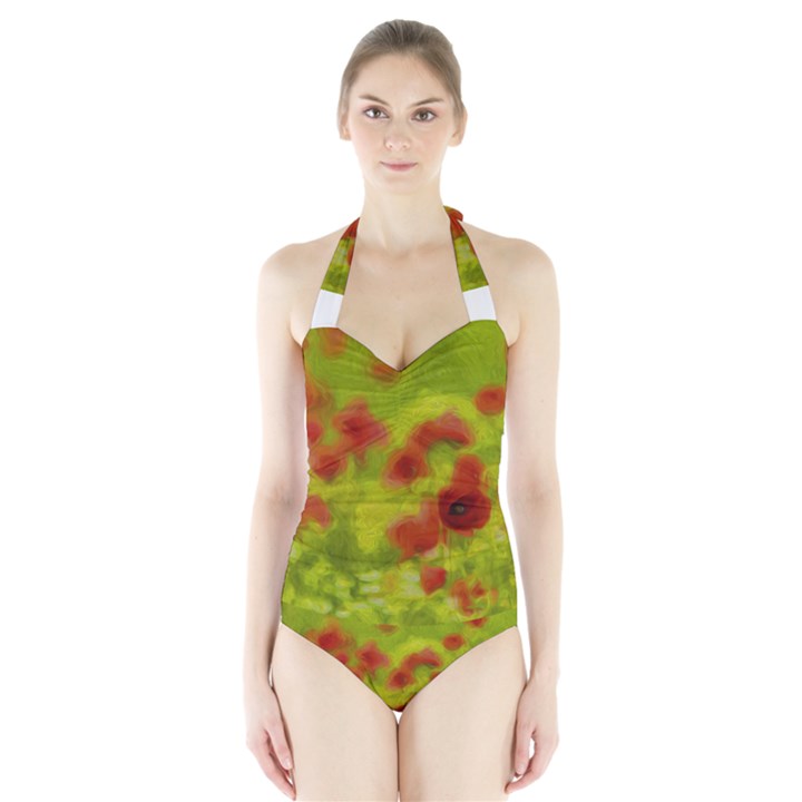 Poppy III Women s Halter One Piece Swimsuit