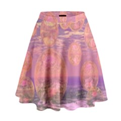 Glorious Skies, Abstract Pink And Yellow Dream High Waist Skirt by DianeClancy