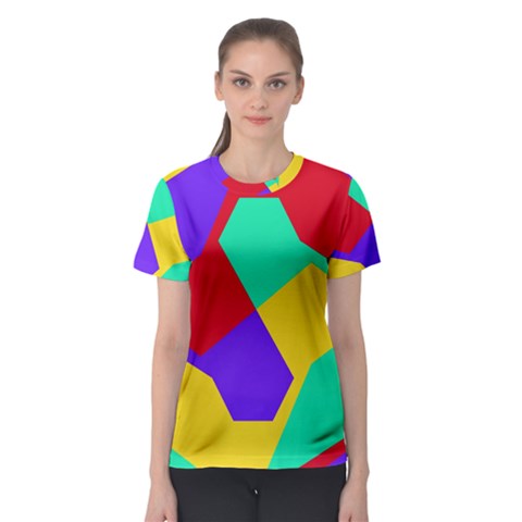 Colorful Misc Shapes                                                  Women s Sport Mesh Tee by LalyLauraFLM