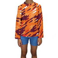 Brown Orange Shapes                                                     Kid s Long Sleeve Swimwear by LalyLauraFLM