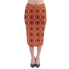 Peach Purple Abstract Moroccan Lattice Quilt Midi Pencil Skirt by DianeClancy