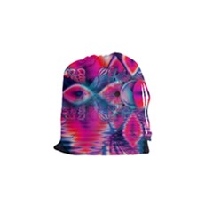 Cosmic Heart Of Fire, Abstract Crystal Palace Drawstring Pouches (small)  by DianeClancy