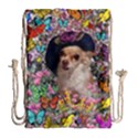 Chi Chi In Butterflies, Chihuahua Dog In Cute Hat Drawstring Bag (Large) View1