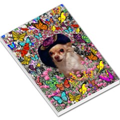 Chi Chi In Butterflies, Chihuahua Dog In Cute Hat Large Memo Pads by DianeClancy