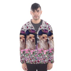 Chi Chi In Flowers, Chihuahua Puppy In Cute Hat Hooded Wind Breaker (men) by DianeClancy