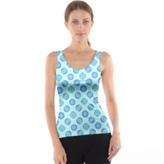 Pastel Turquoise Blue Retro Circles Tank Top by BrightVibesDesign