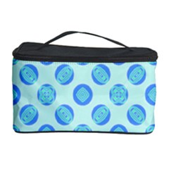 Pastel Turquoise Blue Retro Circles Cosmetic Storage Case by BrightVibesDesign