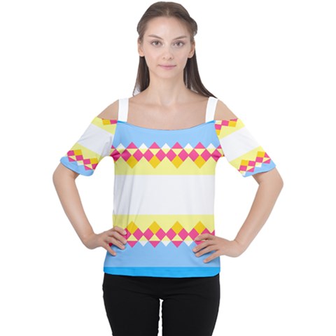Rhombus And Stripes                                                             Women s Cutout Shoulder Tee by LalyLauraFLM