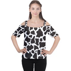Cow Pattern Women s Cutout Shoulder Tee