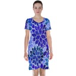 Azurite Blue Flowers Short Sleeve Nightdress