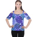 Azurite Blue Flowers Women s Cutout Shoulder Tee View1