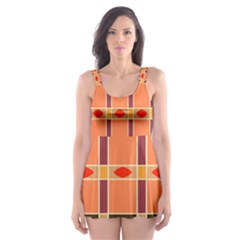 Shapes And Stripes                                                                 Skater Dress Swimsuit by LalyLauraFLM