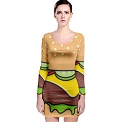 Cheeseburger Long Sleeve Bodycon Dress by sifis