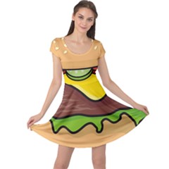 Cheeseburger Cap Sleeve Dresses