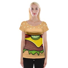 Cheeseburger Women s Cap Sleeve Top