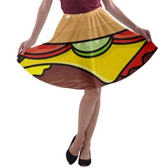 Cheeseburger A-line Skater Skirt