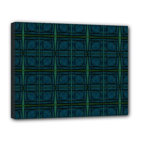 Dark Blue Teal Mod Circles Canvas 14  x 11 