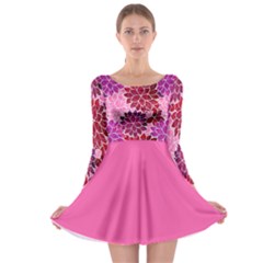 Rose Quartz Flowers Long Sleeve Skater Dress by KirstenStar