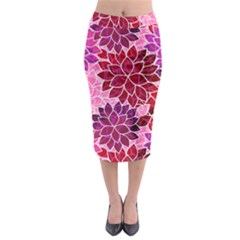Rose Quartz Flowers Midi Pencil Skirt by KirstenStar