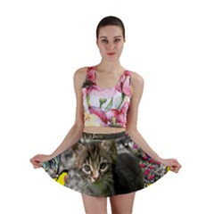 Emma In Butterflies I, Gray Tabby Kitten Mini Skirt by DianeClancy