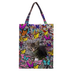 Emma In Butterflies I, Gray Tabby Kitten Classic Tote Bag by DianeClancy