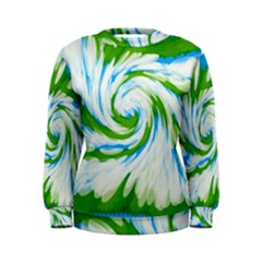 Tie Dye Green Blue Abstract Swirl Women s Sweatshirt by BrightVibesDesign